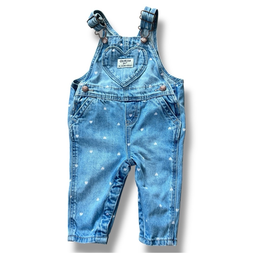 OshKosh B’gosh Baby Girls Denim Heart Overalls 6M